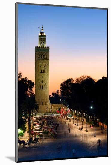 Ancient Koutoubia Mosque, and Jemaa el Fna road at twilight, Marrakech, Morocco, North Africa-Roberto Moiola-Mounted Photographic Print