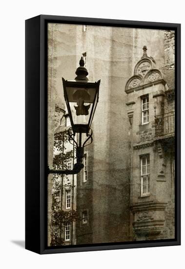 Ancient Lantern in Edinburg City, Scotland, Uk.  Vintage Process.-pink candy-Framed Premier Image Canvas