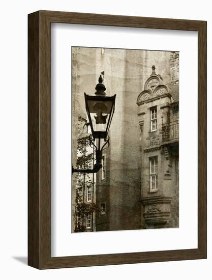 Ancient Lantern in Edinburg City, Scotland, Uk.  Vintage Process.-pink candy-Framed Photographic Print