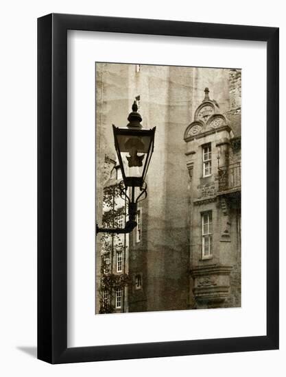 Ancient Lantern in Edinburg City, Scotland, Uk.  Vintage Process.-pink candy-Framed Photographic Print