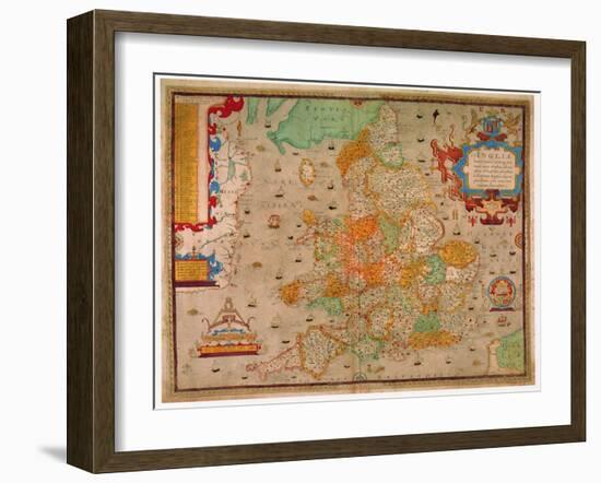 Ancient Map of England 1579-Christopher Saxton-Framed Giclee Print