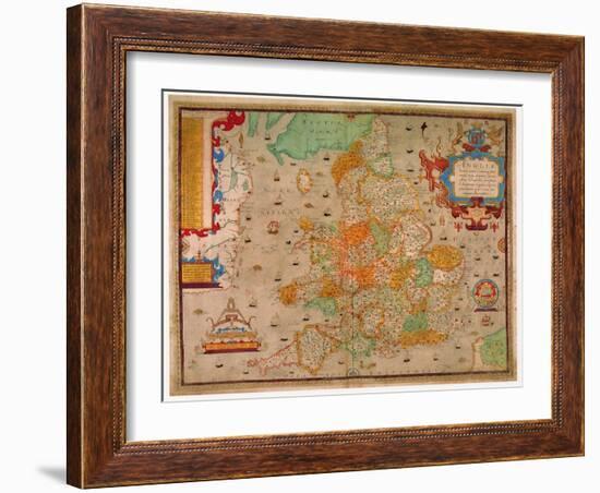 Ancient Map of England 1579-Christopher Saxton-Framed Giclee Print