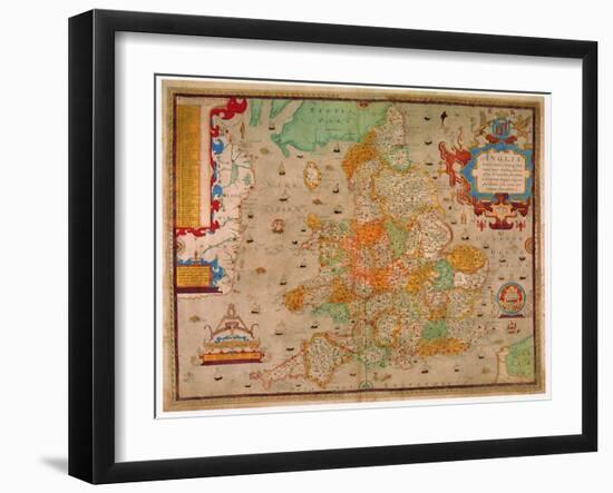 Ancient Map of England 1579-Christopher Saxton-Framed Giclee Print