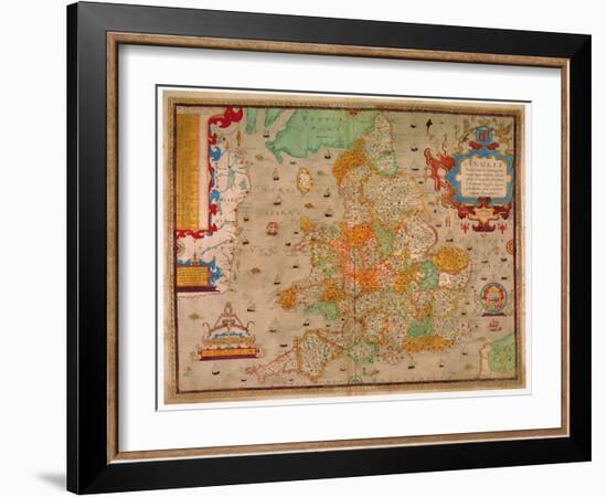 Ancient Map of England 1579-Christopher Saxton-Framed Giclee Print