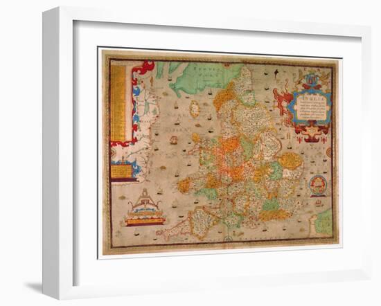 Ancient Map of England 1579-Christopher Saxton-Framed Giclee Print