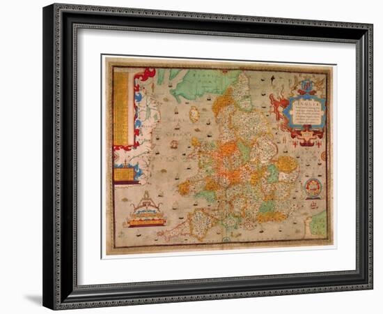 Ancient Map of England 1579-Christopher Saxton-Framed Giclee Print