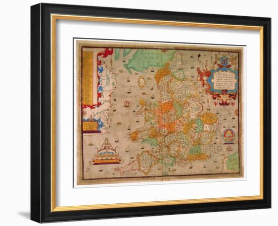 Ancient Map of England 1579-Christopher Saxton-Framed Giclee Print