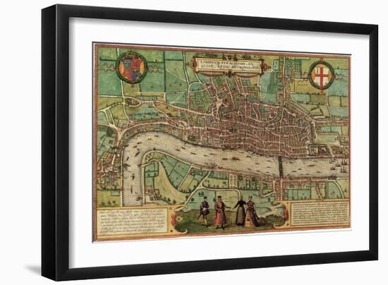 Ancient Map of London 1572-null-Framed Giclee Print