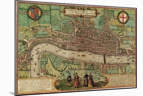 Ancient Map of London 1572-null-Mounted Giclee Print