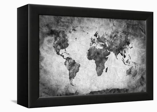 Ancient, Old World Map. Pencil Sketch, Grunge, Vintage Background Texture. Black and White-Michal Bednarek-Framed Premier Image Canvas