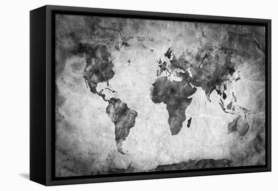 Ancient, Old World Map. Pencil Sketch, Grunge, Vintage Background Texture. Black and White-Michal Bednarek-Framed Premier Image Canvas