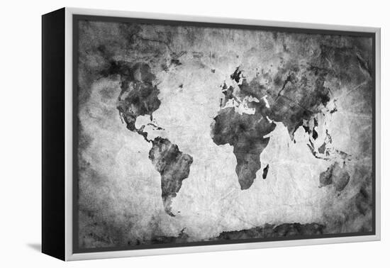 Ancient, Old World Map. Pencil Sketch, Grunge, Vintage Background Texture. Black and White-Michal Bednarek-Framed Premier Image Canvas