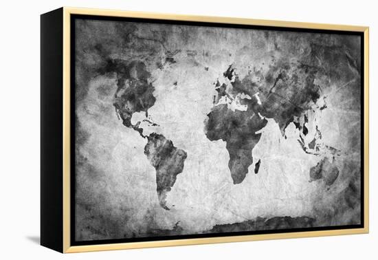 Ancient, Old World Map. Pencil Sketch, Grunge, Vintage Background Texture. Black and White-Michal Bednarek-Framed Premier Image Canvas