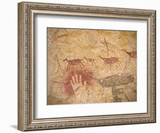 Ancient Paintings in Cave of the Hands, Santa Cruz Province, Patagonia, Argentina-Lin Alder-Framed Photographic Print