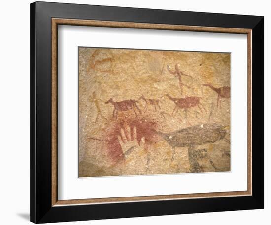 Ancient Paintings in Cave of the Hands, Santa Cruz Province, Patagonia, Argentina-Lin Alder-Framed Photographic Print