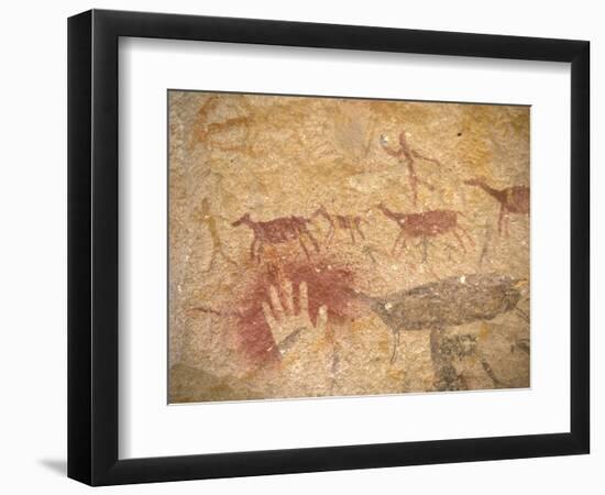 Ancient Paintings in Cave of the Hands, Santa Cruz Province, Patagonia, Argentina-Lin Alder-Framed Photographic Print