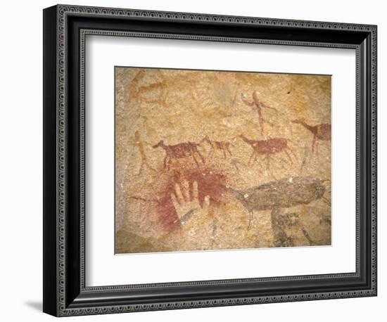 Ancient Paintings in Cave of the Hands, Santa Cruz Province, Patagonia, Argentina-Lin Alder-Framed Photographic Print