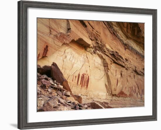 Ancient Pictographs in Horseshoe Canyon, Canyonlands National Park, Utah, USA-Scott T. Smith-Framed Photographic Print