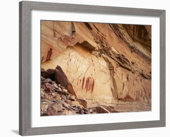Ancient Pictographs in Horseshoe Canyon, Canyonlands National Park, Utah, USA-Scott T. Smith-Framed Photographic Print