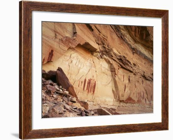 Ancient Pictographs in Horseshoe Canyon, Canyonlands National Park, Utah, USA-Scott T. Smith-Framed Photographic Print