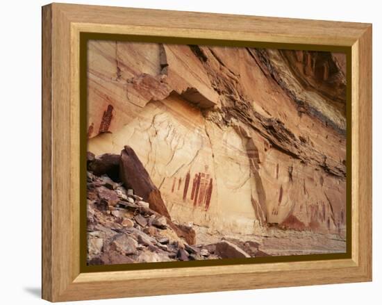 Ancient Pictographs in Horseshoe Canyon, Canyonlands National Park, Utah, USA-Scott T. Smith-Framed Premier Image Canvas