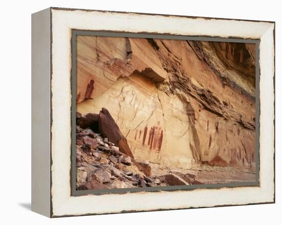 Ancient Pictographs in Horseshoe Canyon, Canyonlands National Park, Utah, USA-Scott T. Smith-Framed Premier Image Canvas