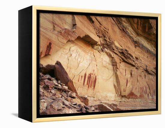 Ancient Pictographs in Horseshoe Canyon, Canyonlands National Park, Utah, USA-Scott T. Smith-Framed Premier Image Canvas