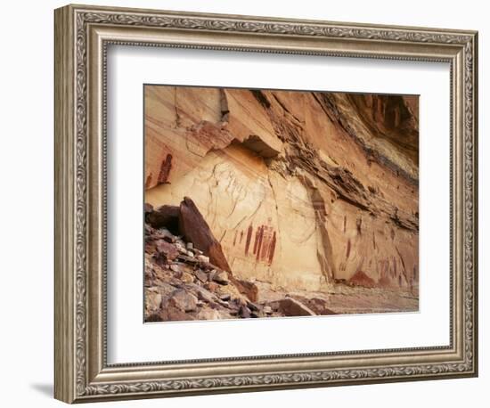 Ancient Pictographs in Horseshoe Canyon, Canyonlands National Park, Utah, USA-Scott T. Smith-Framed Photographic Print