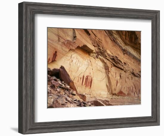 Ancient Pictographs in Horseshoe Canyon, Canyonlands National Park, Utah, USA-Scott T. Smith-Framed Photographic Print