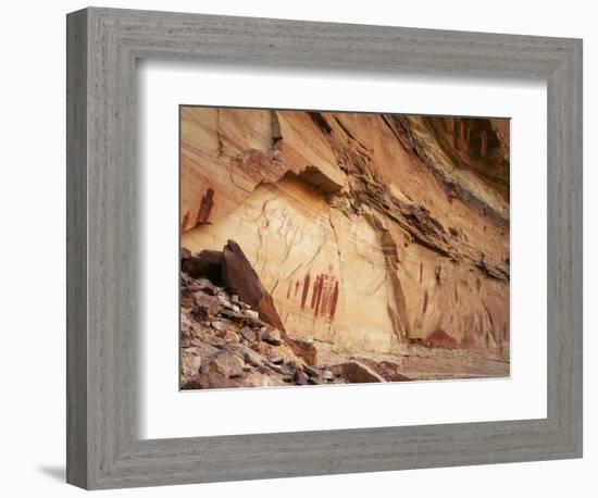 Ancient Pictographs in Horseshoe Canyon, Canyonlands National Park, Utah, USA-Scott T. Smith-Framed Photographic Print