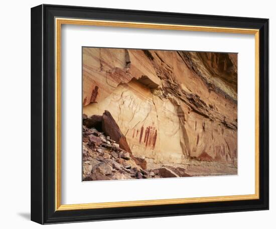 Ancient Pictographs in Horseshoe Canyon, Canyonlands National Park, Utah, USA-Scott T. Smith-Framed Photographic Print