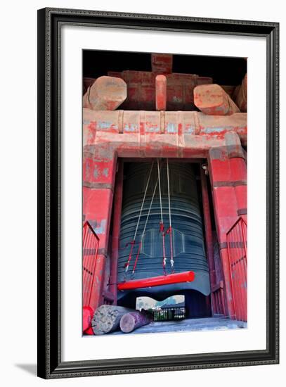 Ancient Red Bronze Bell Tower Red Hammer, Beijing, China-William Perry-Framed Photographic Print