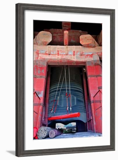 Ancient Red Bronze Bell Tower Red Hammer, Beijing, China-William Perry-Framed Photographic Print