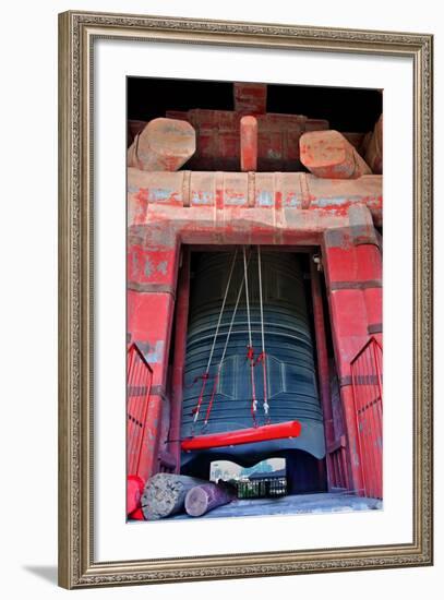 Ancient Red Bronze Bell Tower Red Hammer, Beijing, China-William Perry-Framed Photographic Print