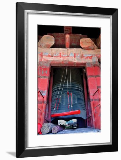 Ancient Red Bronze Bell Tower Red Hammer, Beijing, China-William Perry-Framed Photographic Print