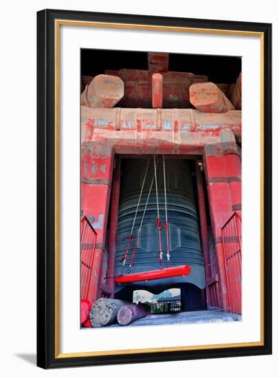 Ancient Red Bronze Bell Tower Red Hammer, Beijing, China-William Perry-Framed Photographic Print