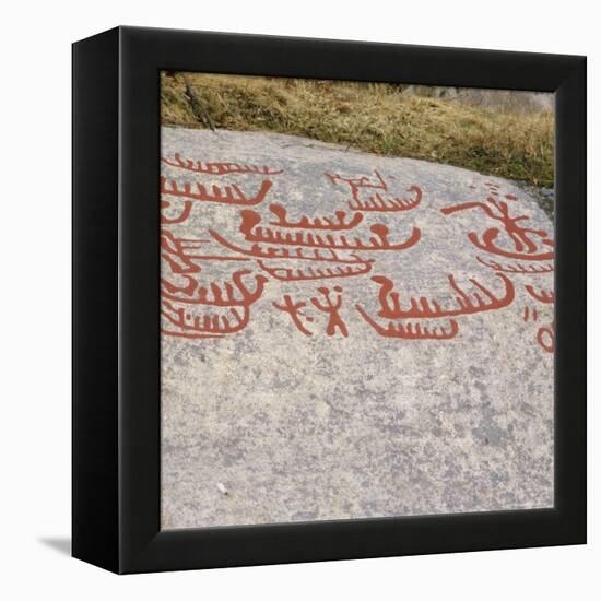 Ancient Rock Carvings from Pre-Viking Times, Ostfold Near Halden, Norway, Scandinavia, Europe-G Richardson-Framed Premier Image Canvas