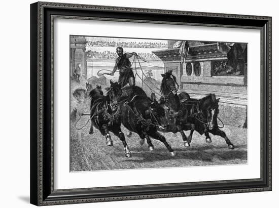 Ancient Roman Charioteer Driving Four Horses-null-Framed Art Print