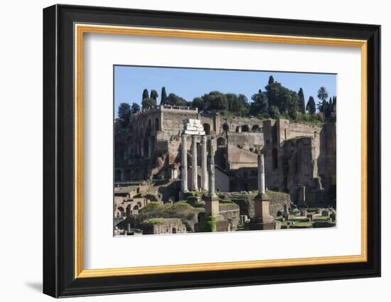 Ancient Roman Forum and the Three Columns of Temple of Castor and Pollux, Rome, Lazio, Italy-James Emmerson-Framed Photographic Print