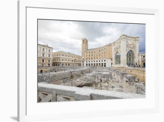Ancient Roman ruins and historical buildings in the old town, Lecce, Apulia, Italy, Europe-Roberto Moiola-Framed Photographic Print