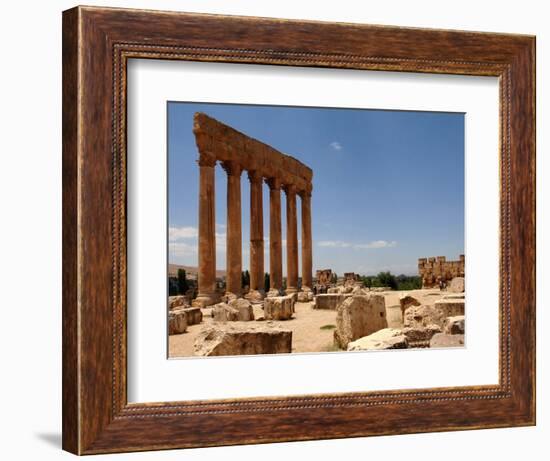 Ancient Roman Ruins of Baalbek, North-East of Beirut, in the Bekaa Valley, Lebanon, July 3, 2006-Mahmoud Tawil-Framed Photographic Print