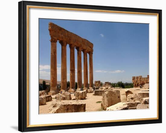 Ancient Roman Ruins of Baalbek, North-East of Beirut, in the Bekaa Valley, Lebanon, July 3, 2006-Mahmoud Tawil-Framed Photographic Print