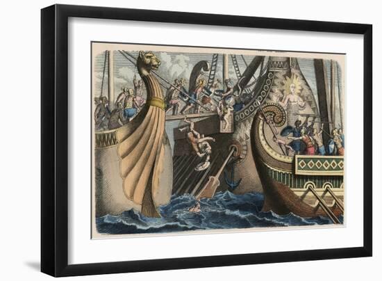Ancient Roman Sea Battle with Gangplanks-null-Framed Giclee Print