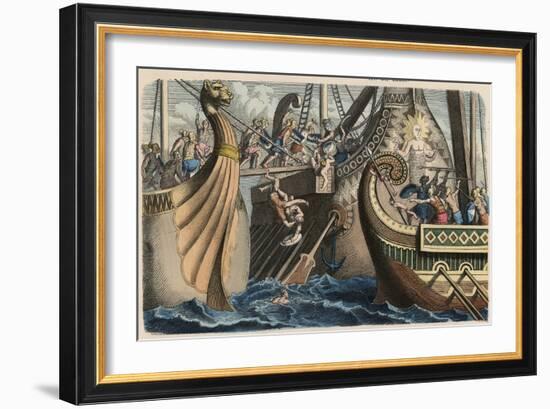 Ancient Roman Sea Battle with Gangplanks-null-Framed Giclee Print