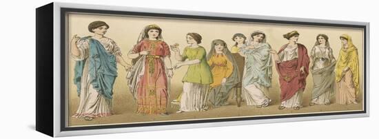 Ancient Roman Women in Various Coloured Costumes-null-Framed Art Print