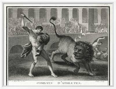 Gladiators Fighting Lions