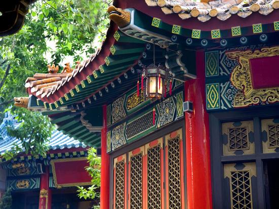 Ancient Roofs Red Pavilions Small Lantern Wong Tai Sin Good Fortune Taoist Temple Kowloon Hong Kong Photographic Print By William Perry Artcom - 
