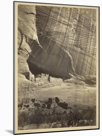 Ancient Ruins in the Canyon De Chelly, N.M., in a Niche 50 Feet Above Present Canyon Bed, 1873-Timothy O'Sullivan-Mounted Photographic Print