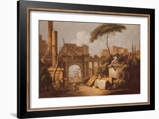 Ancient Ruins with a Great Arch and a Column, C.1735-40-Giuseppe Zais-Framed Giclee Print