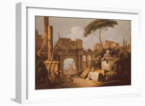 Ancient Ruins with a Great Arch and a Column, C.1735-40-Giuseppe Zais-Framed Giclee Print